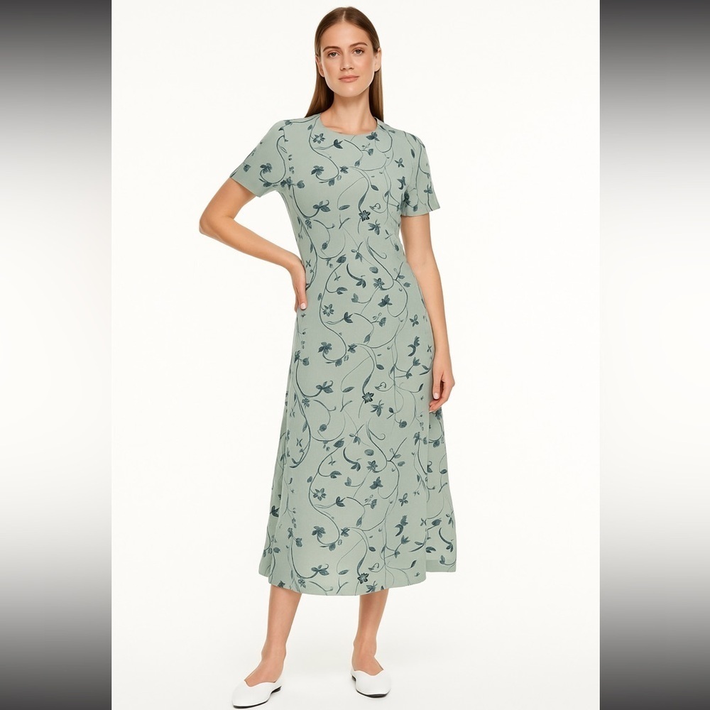 Talbots Sage Green Floral Midi Dress